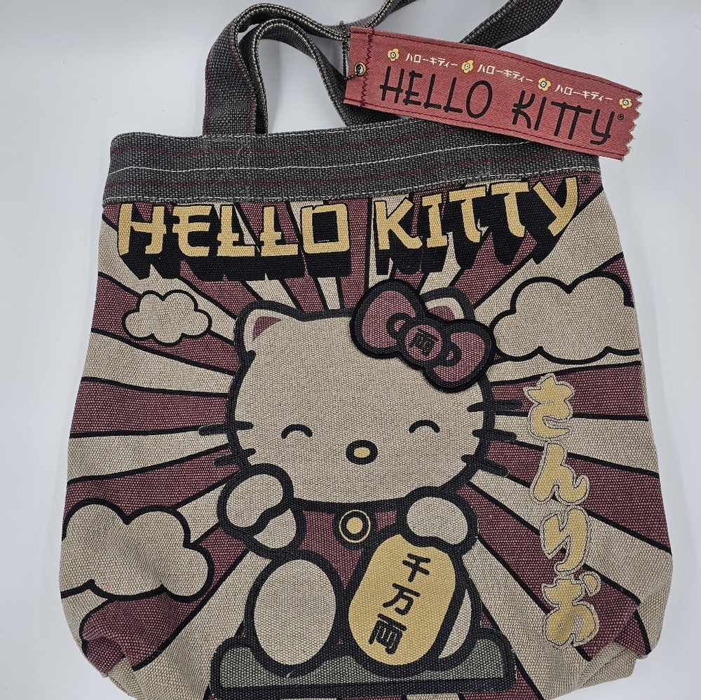 Vintage Loungefly Hello Kitty Mt Fuji Japan Sunrise Canvas Tote Bag NWT